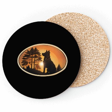 Discover Sunset Wilderness Wolf Silhouette Coasters