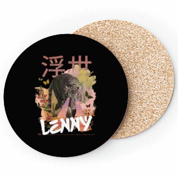 Discover Mystical Tiger with Kanji & Boy Name LENNY Coasters