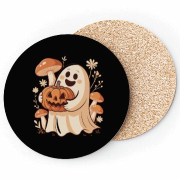 Discover Cottagecore Halloween Ghost Flower Pumpkin Coasters