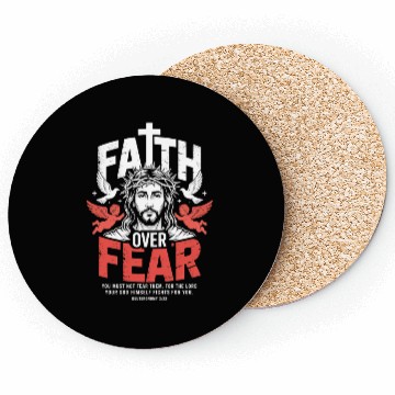 Discover Faith Over Fear Christian Streetwear Coasters