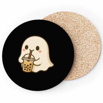 Discover Cute Ghost with Bubble Tea Design Coasters