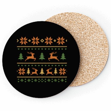 Discover Festive Winter Reindeer and Snowflake Pattern Coasters