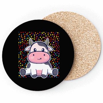 Discover Cute Cartoon Cow with Polka Dots Coasters