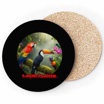 Discover Vibrant Tropical Bird Collection Design Coasters
