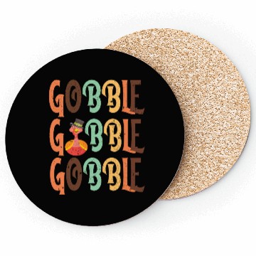 Discover Festive Turkey and Gobble Text Pattern Coasters
