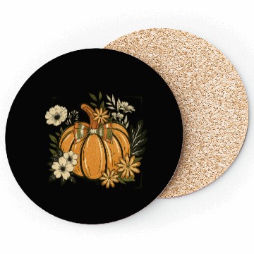 Discover Vintage Floral Boho Pumpkin Cute Halloween Fall Coasters