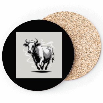 Discover Running Cow Graphic Coasters