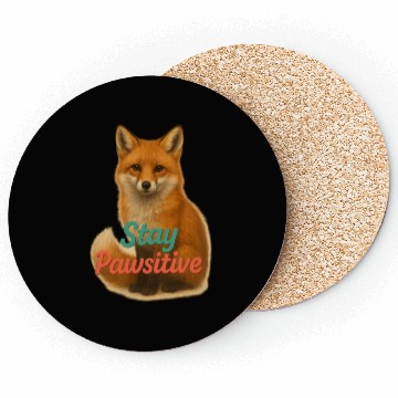Discover Stay Pawsitive Fox Coasters – Motivational Animal L
