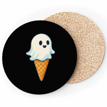 Discover Cute Ghost Ice Cream Illustration Coasters