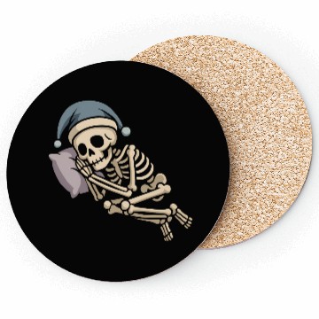 Discover Festive Skeleton Relaxing in Holiday Gear Coasters