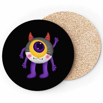 Discover Cute Monster with Single Eye and Horns Coasters