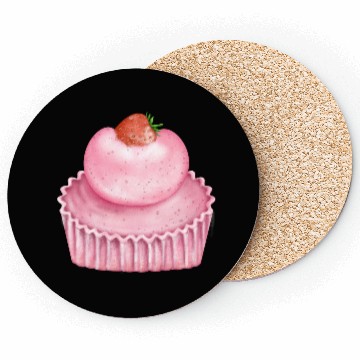 Discover Strawberry Pink Pastry Design Coasters