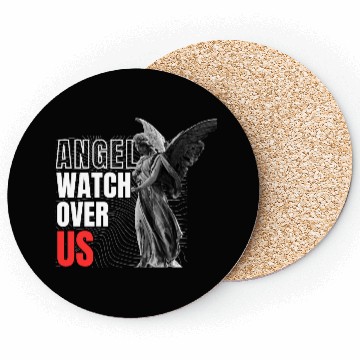 Discover Angel Statue with Watch Over US Message Coasters