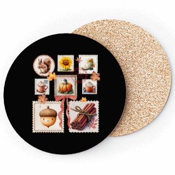 Discover Watercolor Autumn Postage Stamps Fall Vibes Autumn Coasters