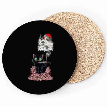 Discover Black Cat Smoking Cigarette Catzilla Coasters