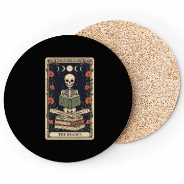 Discover Celestial Skeleton Reading Tarot Coasters