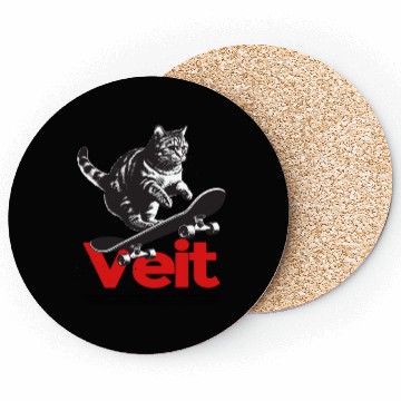 Discover Cool Cat Skateboard with cute Boy Name VEIT Coasters