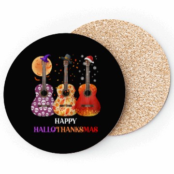 Discover Happy HalloThanksMas Guitar  Coasters