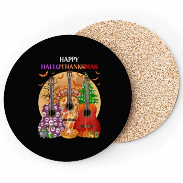 Discover Happy HalloThanksMas Guitar  Coasters