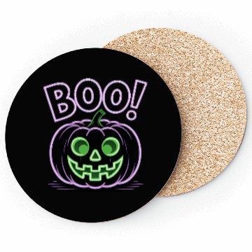 Discover Neon Jack-O-Lantern Halloween Design Coasters