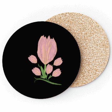Discover Elegant Pink Tulips  Illustration Coasters