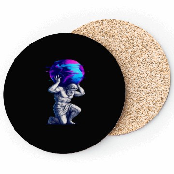 Discover Ancient Titan Carrying Earth Artwork Coasters