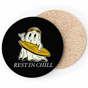 Discover Chill Ghost Surfing with Sunglasses Coasters