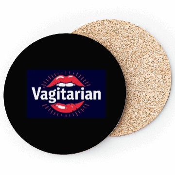 Discover Vagitarian logo red lips funny lesbian present  Coasters