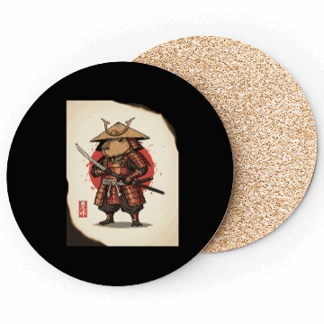 Discover Anthropomorphic Warrior Hamster in Samurai Armor Coasters