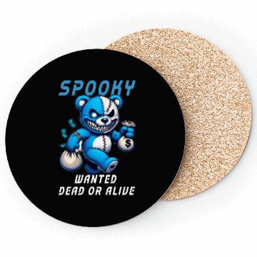 Discover Spooky Teddy Bear Wanted Dead or Alive Halloween Coasters