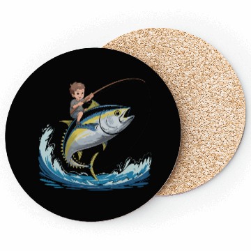 Discover Joyful young boy rides massive jumping tuna Coasters