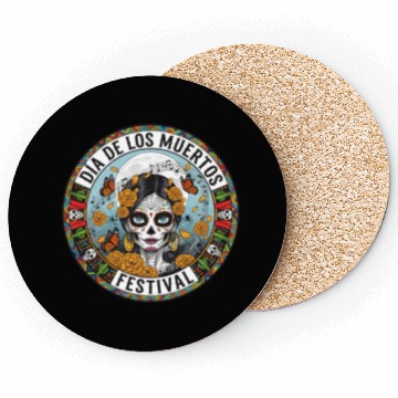 Discover Vibrant Día de los Muertos Skull Coasters