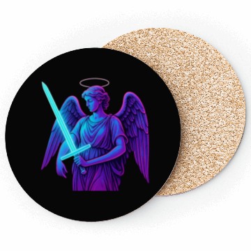 Discover Neon Angel Warrior Illustration Coasters