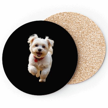 Discover Joyful Puppy Run Illustration Coasters
