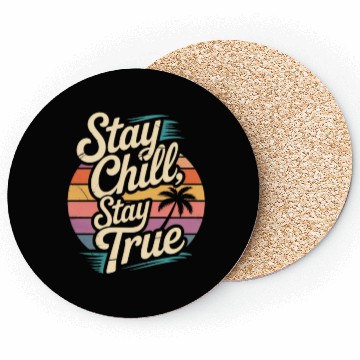 Discover Chill Vibes Sunset Illustration Coasters