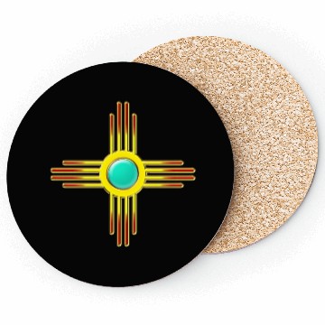 Discover Zia Sun, Zia Pueblo, New Mexico, Sun Symbol, DD 1 Coasters