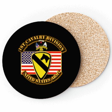 Discover 1st Cavalry Division w Flag Coasters