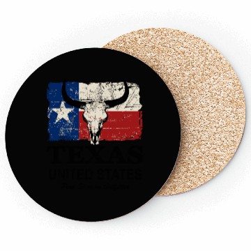 Discover Texas Bull Flag - Vintage Look Coasters