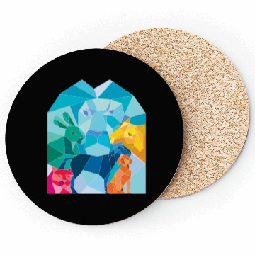 Discover Lion Rabbit Cat Horse Dog Goat Low Polygon Coasters