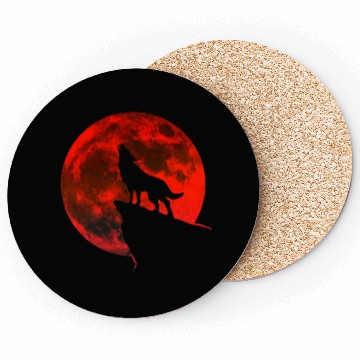 Discover Howling wolf full blood moon space galaxy gift dog Coasters
