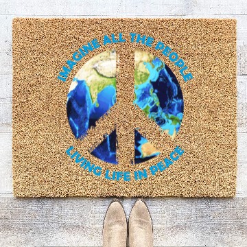 Discover Imagine all the people living life in peace Design Coir Doormats