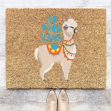 Discover no probllama funny lama comic no problem cute Coir Doormats