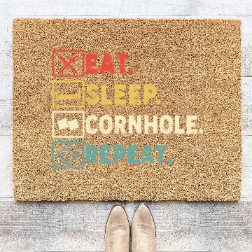 Discover Eat Sleep Cornhole Repeat Coir Doormats