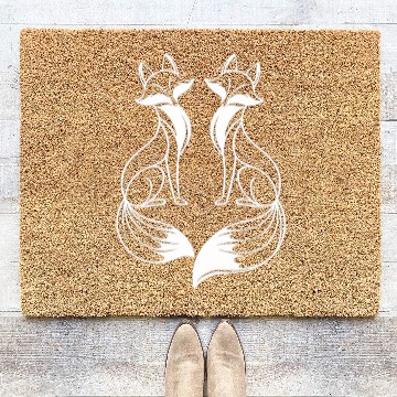 Discover Fox Artistic Design: Elegant Twin Foxes Coir Doormats