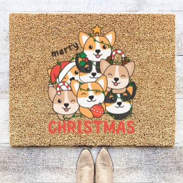 Discover Corgi Christmas Tree Merry Christmas Coir Doormats