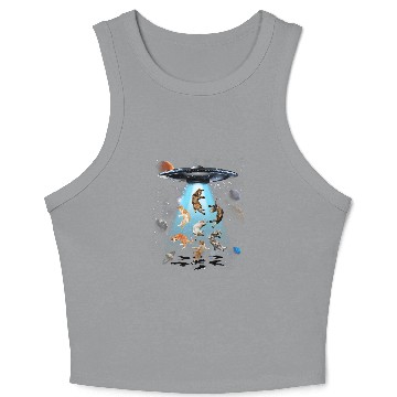 Discover Galaxy Cat UFO Crop Tank Top