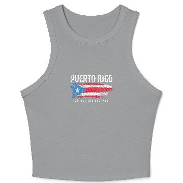 Discover Puerto Rico Island Flag Crop Tank Top