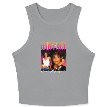 Discover Whitney Houston Women's Baseball Jerseys How Will I Know Cover Black Graphic Baseball Jerseys Crop Tank Top