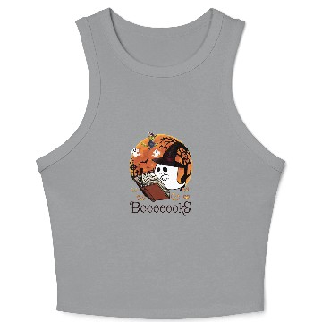 Discover Booooks! Ghost Reading Books Halloween Crop Tank Top