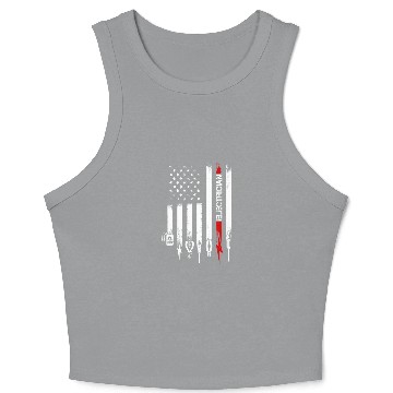 Discover American Flag With Electrician Crop Tank Top